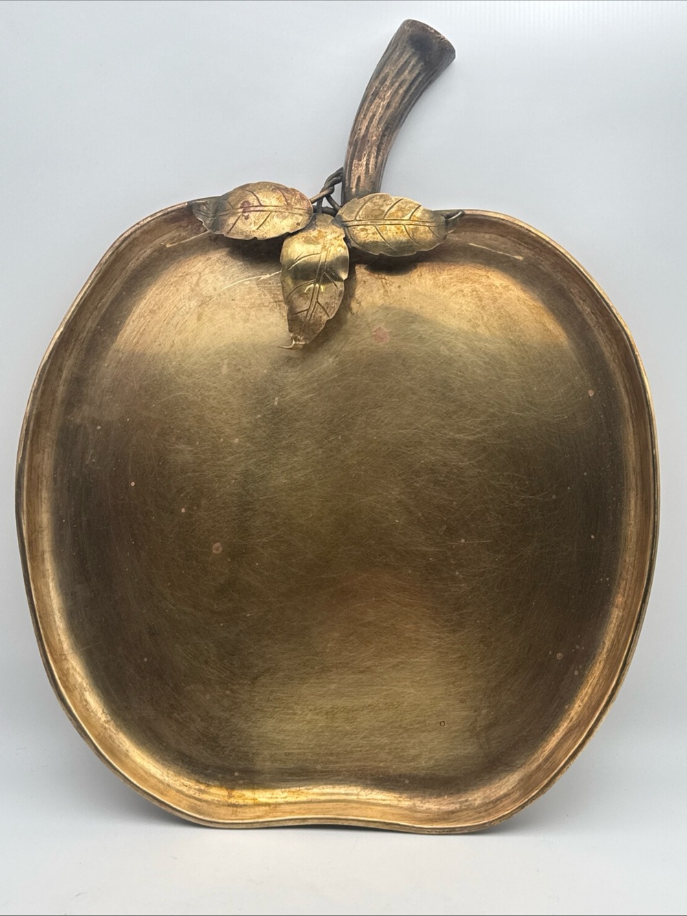 Vintage Sarreid LTD Brass Apple Tray Leaves Spain 2319 13”